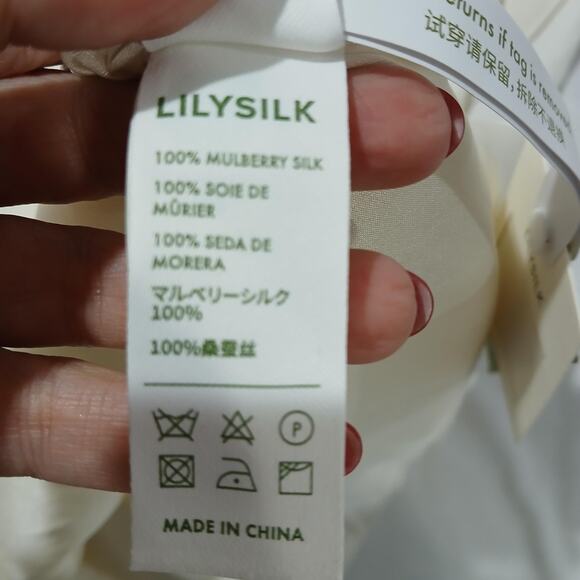 LILYSILK Shirt Womens XL White 100% Mulberry Silk Sleeveless Blouse Top Flaw - Picture 7 of 10